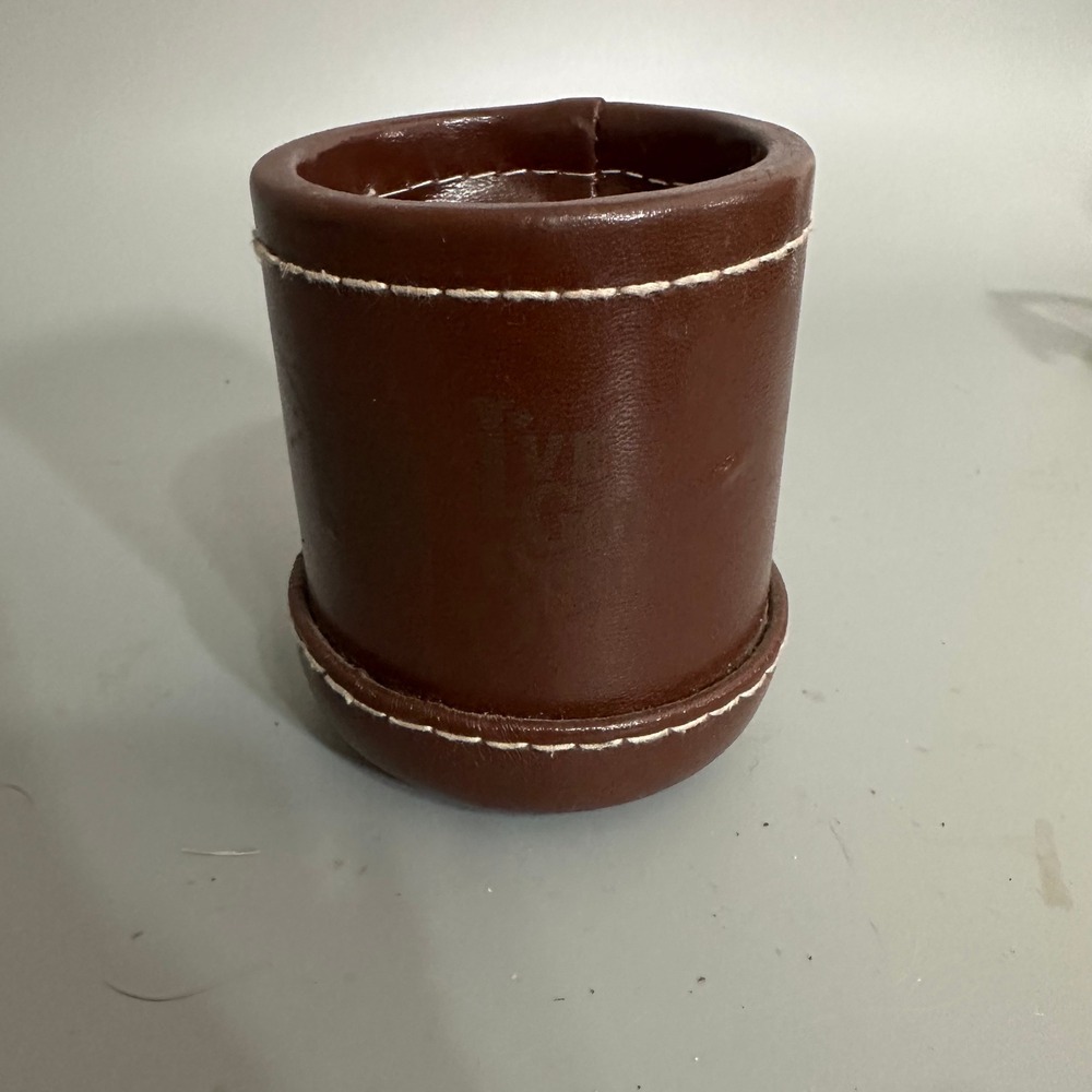 Vintage Old Style Beer Leather Dice Cup Brown Red Felt Lining I've Got Style